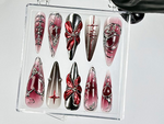 Gothic Butterfly Press On Nails | Vampire Aesthetic Fake Nails Deep Red & Black Ombre Nail Art |Y2K, Goth, Gothic Nails |Dark Nails|HB788YC