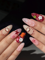 Kawaii Teddy Bear Press On Nails | Cute Teddy & Button Nail Art | Handmade Kawaii Nails | Pink Plaid Press Ons | Cute Core Nails | DB1022H