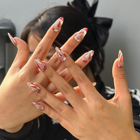Stained Glass Valentine Press On Nails | Pink White Art Nails | Luxury Valentine Nail Design | Gift For Valentine | Gift For Her | HC1241HC