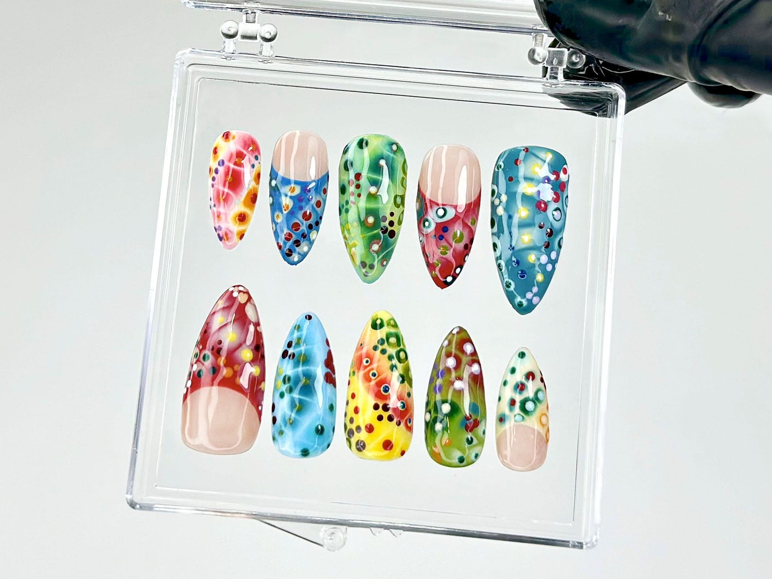 Color Splash Press On Nails | Abstract Colorful Nail Art | Festival Confetti Press Ons | Multi Color Fake nails | Festival Nails | HB958YC