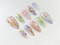 Sailor Moon Press On Nails | Pastel Magical Girl Nail Art | Iridescent Anime Design | Kawaii Anime Press On | Handmade Cosplay Nail |JB746HK