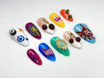 Pop Art Custom Press On Nails | Vintage Eye & Fish Nail Art | Handmade Funky Artcore Nails | Retro Eclectic Press Ons | JB882HC
