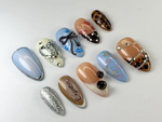 Modern Espresso Coffee Press-On Nails | Glitter, Glam Espresso Nails | Coffee, Leopard & Bow Designs | Luxury Espresso Aesthetic | JC713HC