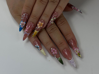 Handmade Tropical Press On Nails | Colorful Summer Press Ons | Floral Nail Tips Handmade| |Vacation Floral Nail Set |Colorful Nails| JC787HK