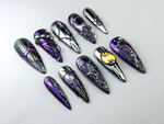 Metallic Dragon Scale Press-On Nails | Gothic Fantasy Inspired Set | Unique 3D Chrome Press-Ons | Cyberpunk And Gothic Nails | JB725HC