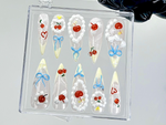 Cherry Whipped Cream Press On Nails | Cute Fruit Fake Nails | Sweet Cherry Delight Nail Art | Fun Summer Nails | Kawaii Nails | HB906YC