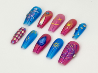 League of Legends Jinx Fake Nails | LoL Jinx Nail Art | Jinx-Themed Press Ons | Inspired by League of Legends Nails | Bold, Chaotic |HB711YC
