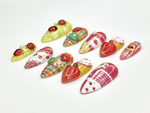 Ladybug, Strawberry Press On Nails | Vintage Strawberry Nail Art |3D Fruit & Plaid Design Nails |Summer Fruit Press Ons |Cute Nails |JB835YK