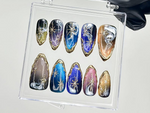 Galaxy Star Press On Nails | Cosmic Nail Set with Gold Stars Fake Nails | Starry Night Nail Art | Galaxy Blue Nails | Luxury Nails | HB916YC
