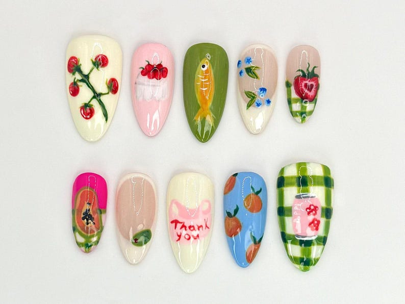 Combo Cute Press On Nails | Handmade Fun Nail Art | Mixed Cute Designs | Gift for Nail Lovers | Bestseller Nail | Cute Collection | JB997H