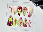 Mutant Floral Alien Press On Nails | Dark Garden Fantasy Fake Nails | Mushroom Beetle Garden Nail Art | 3D Fruit Pod Press Ons | HB893YC