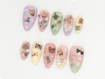 Cute Kitty and Bow Press-On Nail Set | Perfect for Pet Lovers | Kawaii Cat-Themed Press On Nails for Cute Style| Handmade Design |JB644LK
