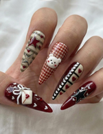 Nail Tabs for Press On Nails ?M?Cherry Heart Teddy Gingham Nude Red Valentine Nails