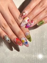 Kawaii Cat Press On Nails | Y2K Cute Kitty Nails | Colorful Nails | Harajuku Pop Nail Art | Handmade Cute Press Ons | JB313HC