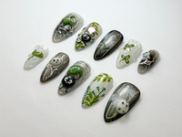 Whimsical Forest Totoro Press-On Nails | Totoro-Inspired Handmade Nailss | Totoro & Soot Spirit Nail Design | Handmade Fantasy Nail |JB719HC