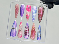 Galaxy Chrome Press On Nails | Holographic Purple Fake Nails | Metallic Stiletto Nail Art | Iridescent Galaxy Nails | Gothic Nails | HB915YK