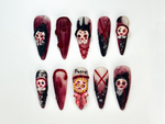Combo Spooky Halloween Press On Nails | 3D Haunted House Nail Art | Pumpkin, Ghost & Skull Nails | Handmade Creepy Cute Nail Set