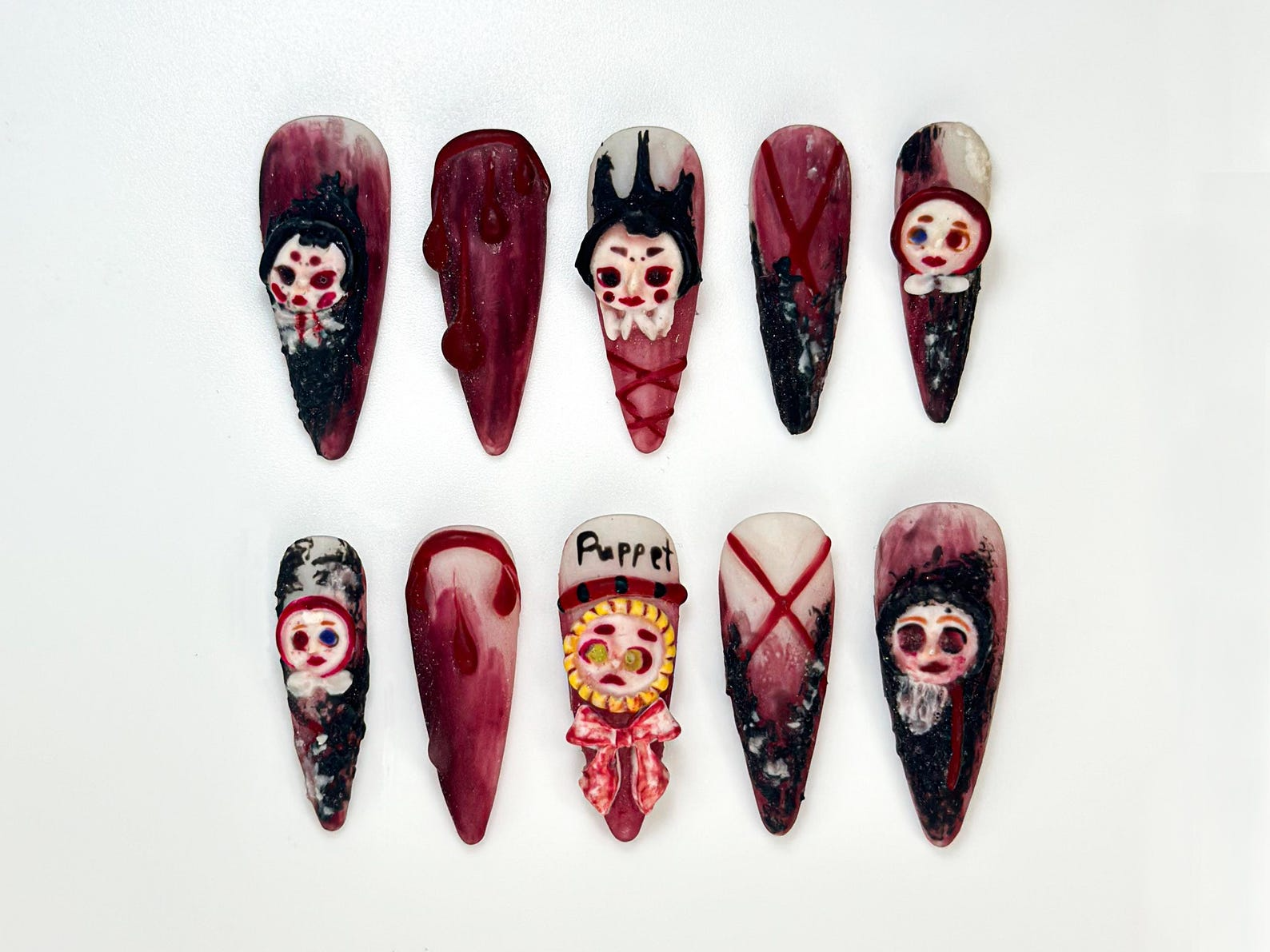 Combo Spooky Halloween Press On Nails | 3D Haunted House Nail Art | Pumpkin, Ghost & Skull Nails | Handmade Creepy Cute Nail Set