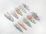 Fairycore Pastel Press-On Nails | Pastel Nature-Inspired Nail | Dreamy Iridescent Design | Butterfly 3D Nail Art | Nature-Inspired | JB730HK