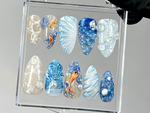 Ocean Koi 3D Press On Nails | Underwater Fantasy Press Ons | Custom Ocean Theme Fake Nails | Coastal Beauty Nail Art | Beach Vibes | HB753YC