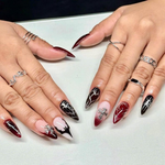 Edgy Chic Manicure Press On Nails | Y2K Gothic Fake Nails | Dark Elegance Nail Charms | Punk Rock Nail Art | Mystic Gothic Tips Nails |DC20Y