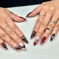 Edgy Chic Manicure Press On Nails | Y2K Gothic Fake Nails | Dark Elegance Nail Charms | Punk Rock Nail Art | Mystic Gothic Tips Nails |DC20Y