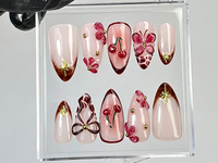 Luxury Snake Press On Nails | Gothic Gold & Brown Press Ons | Snake-Inspired Fake Nails | Dark Aesthetic Nail Art |3D Acrylic Nails |HB781YC
