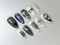 Killua Zoldyck Anime Press On Nails | Hunter x Hunter Nail Art | Unique Killua-Inspired Nail Art | Manga Black & White Nail Set | JB708HC