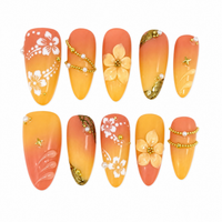 Sunset Bloom ¨C Elegant 3D Nail Art Golden Petals ¨C Luxury Nail Collection Sunrise Garden ¨C Chic European Nails/008