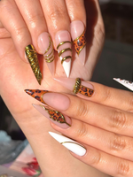 Gold Leopard Luxury Press On Nails | 3D Metallic Chrome Nails | Animal Print Stiletto | Glam Nail Set | Handmade Press Ons | JC318HC
