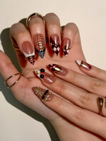 Gold Ring Luxury Press On Nails | Pearl Nude & Gold Hardware Nails | Luxury Gilded Almond Nail Art | High Fashion Jewelry Nail Set | JB296EC