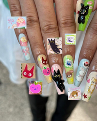 3D Kawaii Cat Press On Nails | Pastel Cartoon Fake nails | Cartoon Cat Bunny Nail Art | 3D Cute Animal Kawaii Nails | Pastel Nails | HB939YC