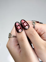 Kpop Inspired Arirang Spirit Nails | 7 Spirit Cupid Voyage Press Ons | Red White Silver 3D Chrome Nails | Fandom Concert Nails | JB359IC