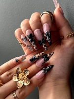 Vintage Halloween Leopard Press On Nails | Gothic Pumpkin & Spider Web Nail Art | Handmade Halloween Nail Set | Gothic Nail Set | JB180HC