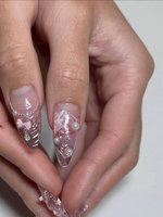 Pink Ballerina Press On Nails for Girls ?M?Soft Blush Ombre Stiletto Nails with Pearls & Ribbons, Handmade Coquette Balletcore Inspired Press On Nail Set, Luxury Princess Nails | JB291HC