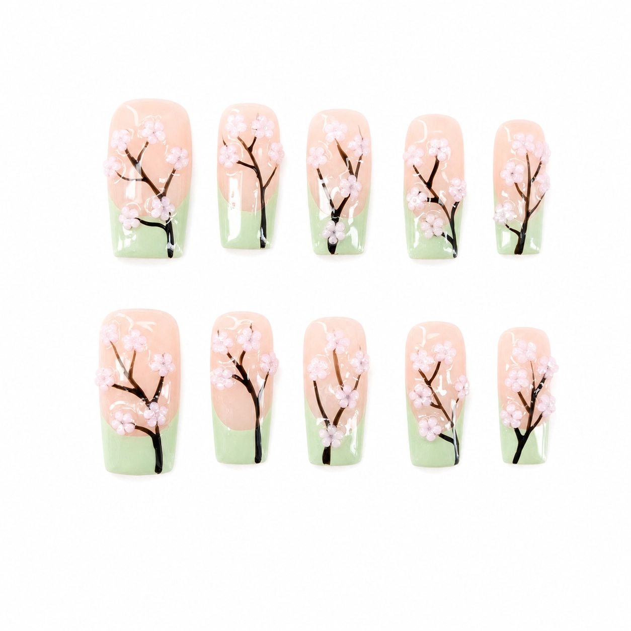 Blossom Breeze ¨C Elegant 3D Nail Art Spring Petals ¨C Chic European Nail Set Pastel Sakura ¨C Delicate Nail Design/005