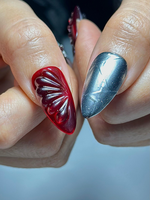 Y2K Chrome Star Press On Nails | Burgundy Gradient Stiletto Nails | Retro Heart Nail Art | Metallic Nails | Handmade Press Ons | HC1302HC