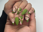 Christmas Press On Nails | Green Holiday Nails | Festive Long Nails | Christmas Gift | Party Nails| HB1189BC