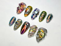 Holographic Chrome 3D Press On Nails | XTRM