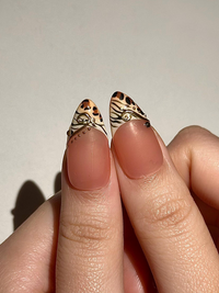 Gold Leopard Press On Nails for Luxury Party | Moon Star Luxury Nails | Nude Fantasy Nail Art | Glam Night Press Ons | JC298HK
