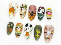 Cute Autumn Press-On Nails| 3D Cartoon & Rustic Style | Hand-Painted Nail Art | Unique Fall Nail Art | Autumn-Themed Press-On Nails|JB588LC