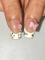 Easter Bunny Cross Press On Nails | Cute 3D Rabbit French Tips | Pastel Spring Kawaii Nails | Pink Black Set | Handmade Press Ons | DC1033HC