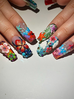 Midnight Sun Press On Nails for Festival | Colorful 3D Flower Nails | Festival Nail | Tropical Summer Luxury Nails | Artistic Nails| JA300HC