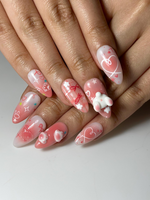 Kawaii Bunny Heart Press On Nails | Cute Pink Rabbit Nail Art | 3D Bunny Nails | Pastel Easter Nails | Handmade Cute Press Ons | HC1301HC
