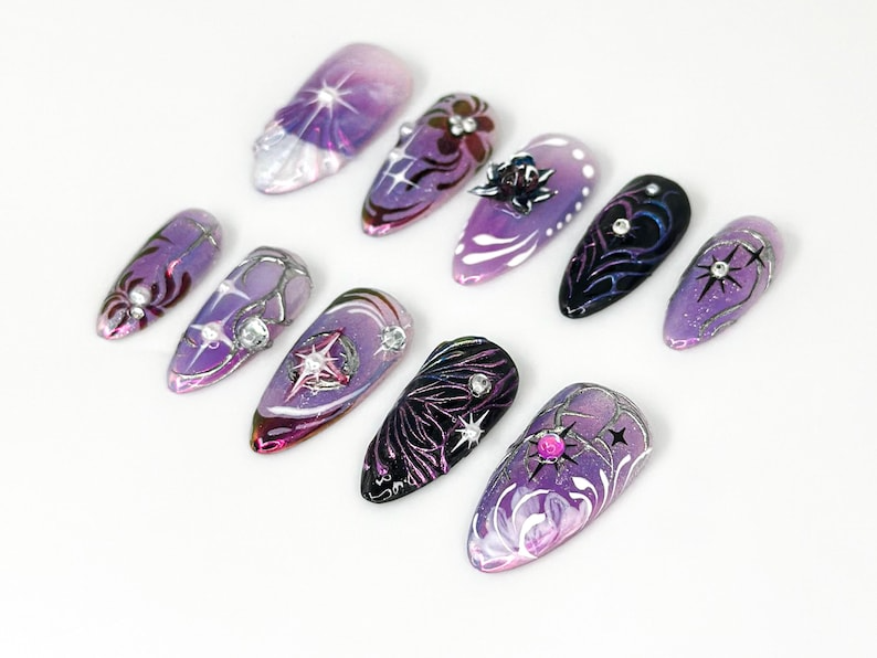 Galaxy Purple Press On Nails | PU27