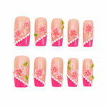 Pearl Blossom ¨C Elegant 3D Nail Art Pink Petals & Pearls ¨C Chic Nail Collection Floral Elegance ¨C Luxury 3D Nails/006