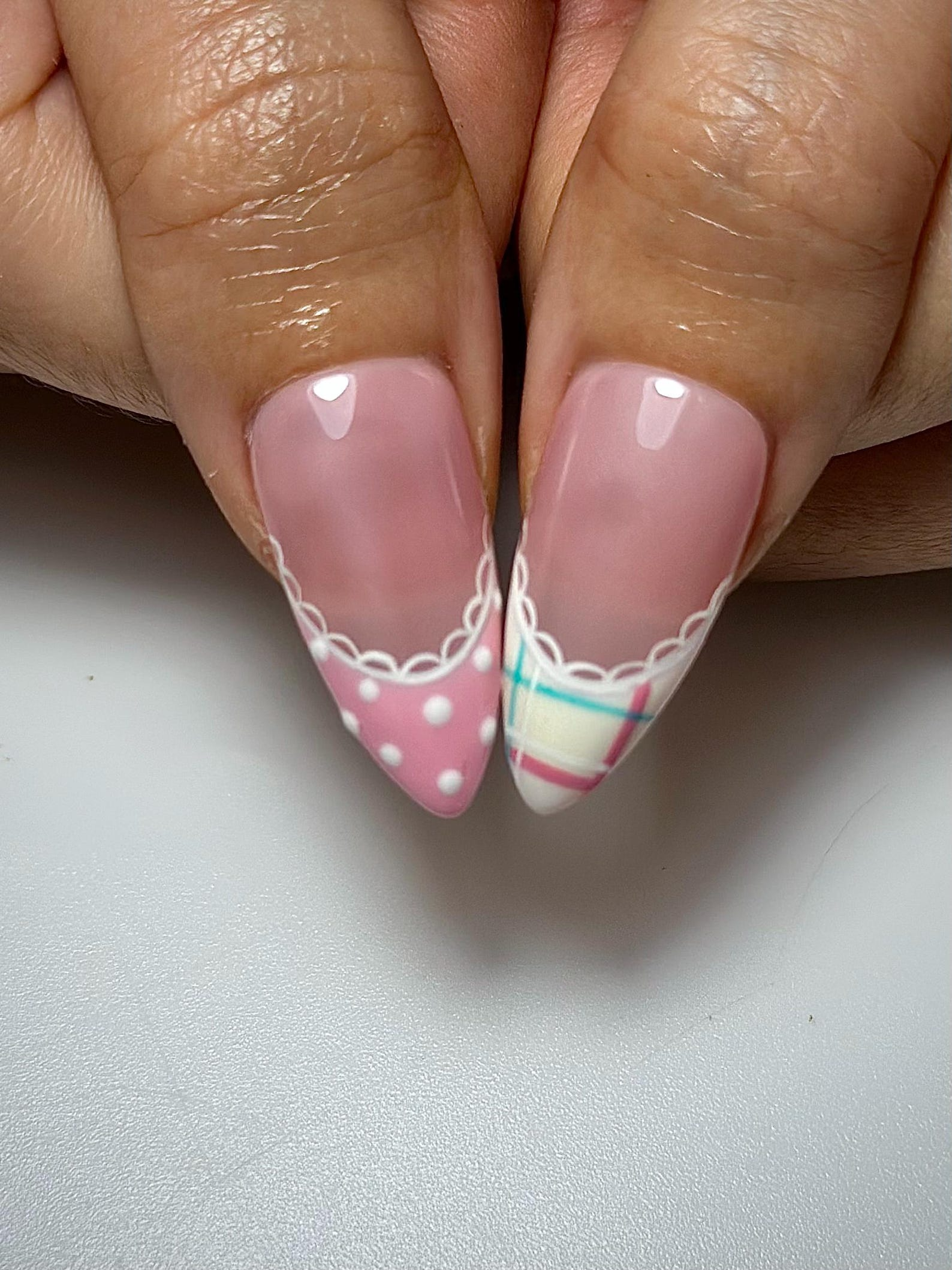 Cute Cat Pink Press On Nails | 3D Kitty Nail Art | Kawaii Pastel Plaid Nails | Handmade Character Nails | Soft Girl Cat Press Ons | JB323HC