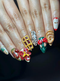 Melancholic Cartoon Press On Nails | Cottagecore Nail Art | Mushroom & Dessert Nails | Fantasy Character Nails | Artistic Press Ons| JB326HC