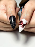 Star Girl Gothic Press On Nails | Cyber Y2K Chrome Nails | Black & Gold Star Nails | Gothic Cat Press Ons | Edgy Rockstar Nail Art | JC341IC