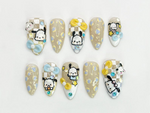 Kawaii Puppy Press On Nails | Cute Character Nail Art | Handmade Cartoon Nail Set | 3D Kawaii Nails | Handmade Nail Art | JC672HC